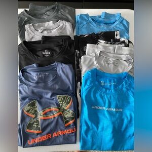 Kids Under Armour tshirts/2 tanks lot - size medium, large and 1 XL. Great shape